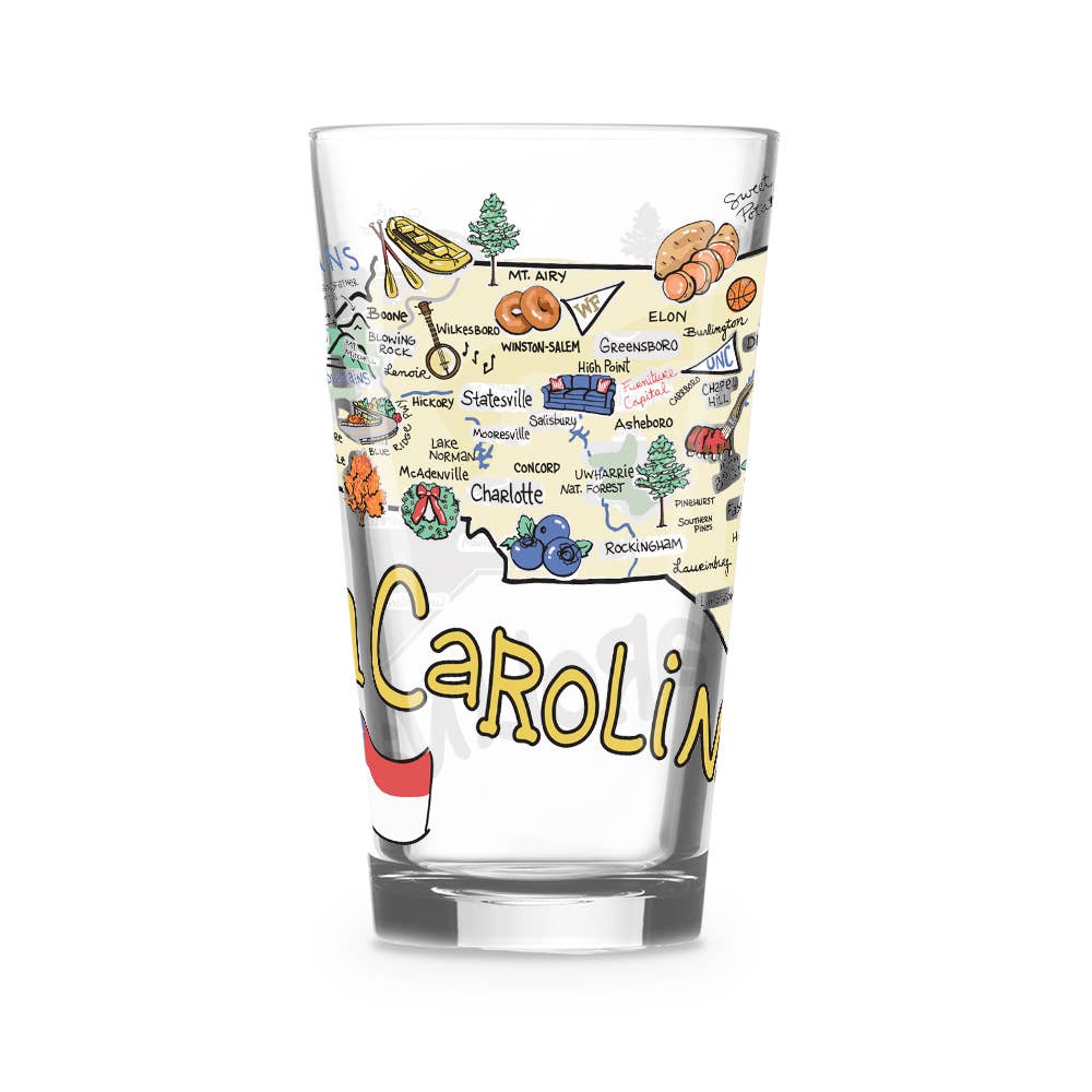 Fishkiss North Carolina 16oz Glass