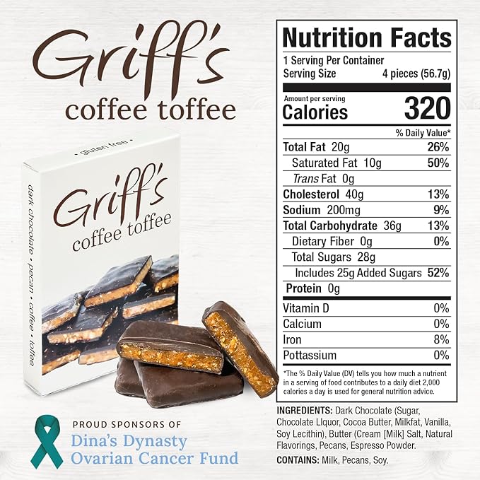 Griff's Coffee Toffee, Dark Chocolate - 2 Ounce