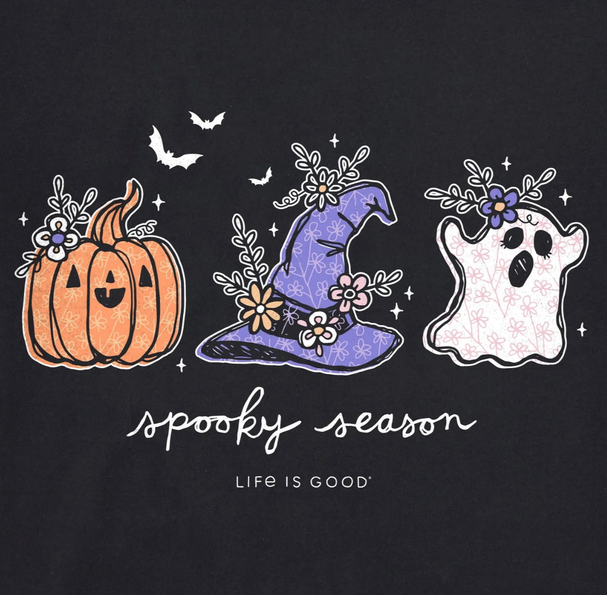 Women's Spooky Season Doodles Short Sleeve Vee