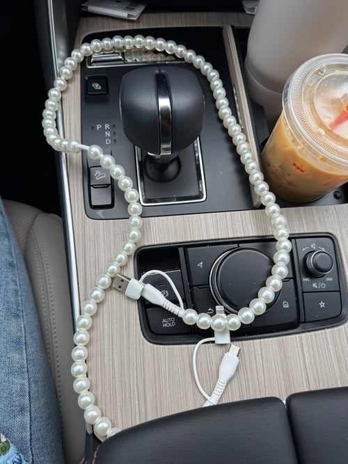 Beaded Usb Charging Cable 2 in 1 Type C Lightning, Pearl