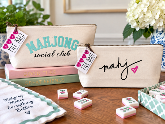 Mahjong Tile Bag – Canvas Zipper Pouch