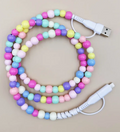 Beaded Phone Charging Cable 2-in-1, Multi Color