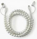 Beaded Usb Charging Cable 2 in 1 Type C Lightning, Pearl
