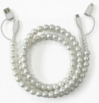 Beaded Usb Charging Cable 2 in 1 Type C Lightning, Pearl