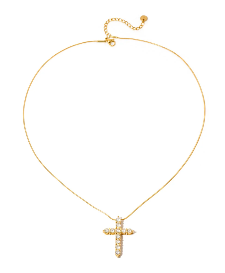 HANNAH DIAMOND CROSS NECKLACE WATERPROOF