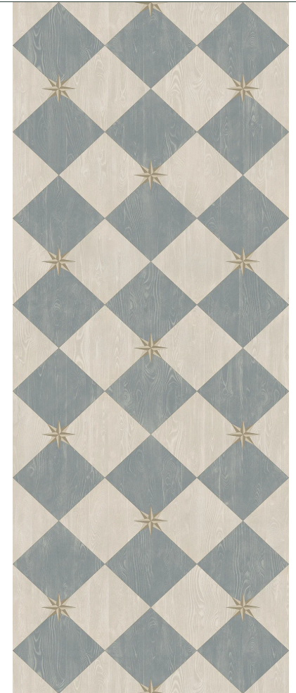 Vintage Vinyl Floorcloth Rug (Williamsburg – Compass Diamond