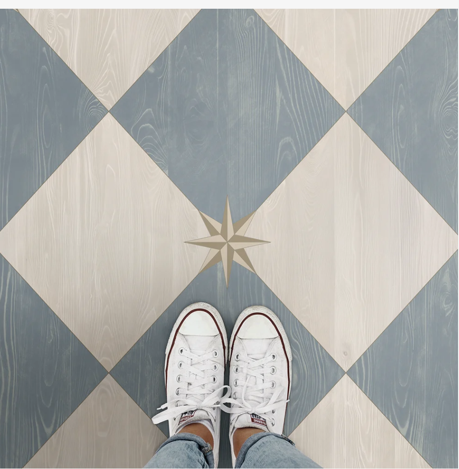Vintage Vinyl Floorcloth Rug (Williamsburg – Compass Diamond