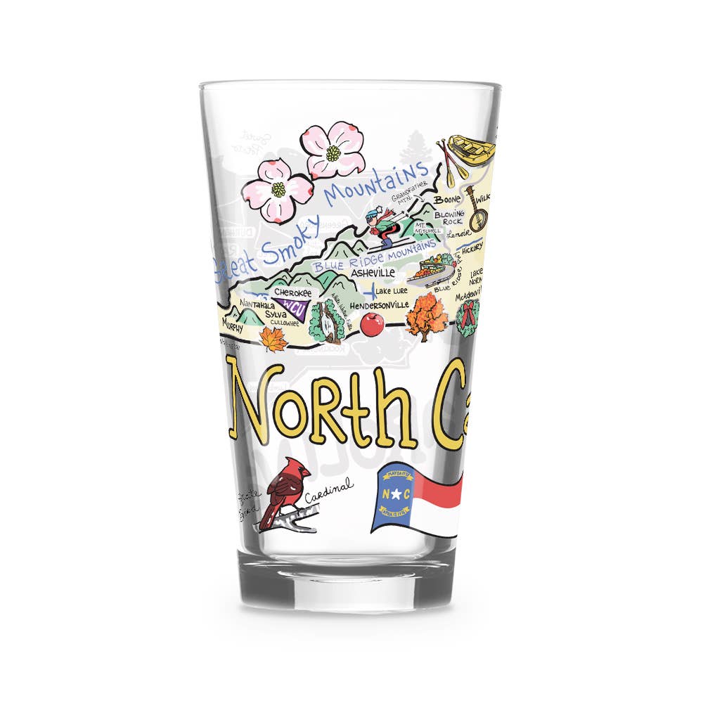 Fishkiss North Carolina 16oz Glass