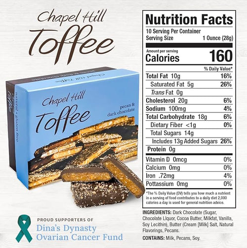 Chapel Hill Pecan and Dark Chocolate Toffee - 10 Ounce