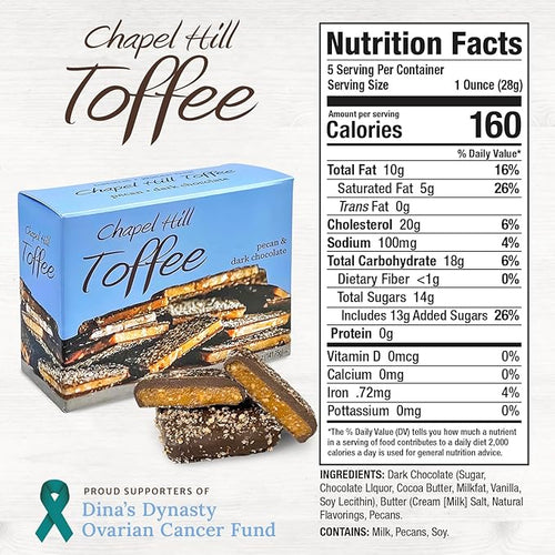 Chapel Hill Pecan and Dark Chocolate Toffee - 5 Ounce